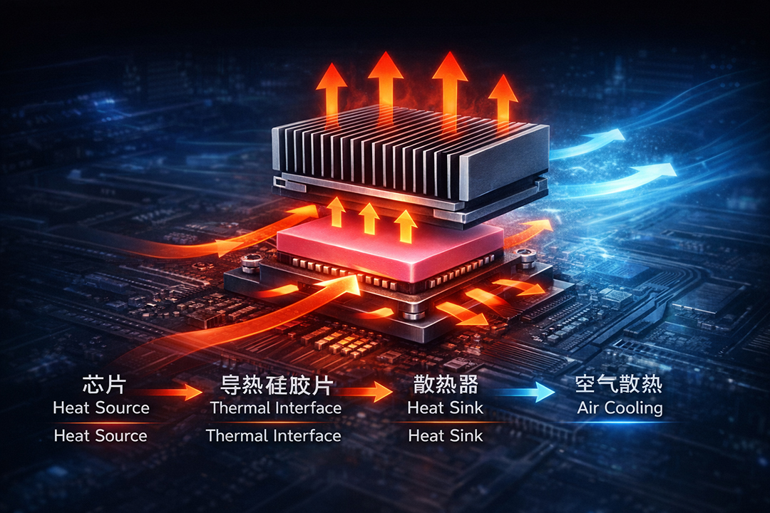 电子设备热传递过程示意图