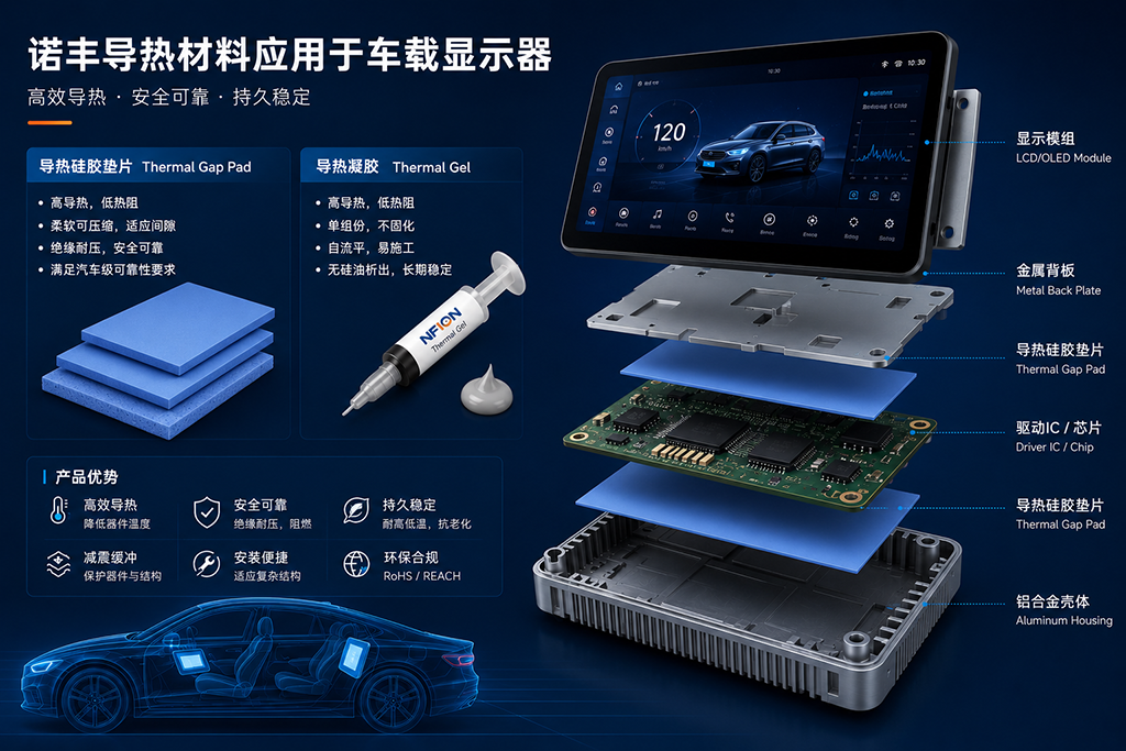 诺丰导热材料方案应用于车载显示器