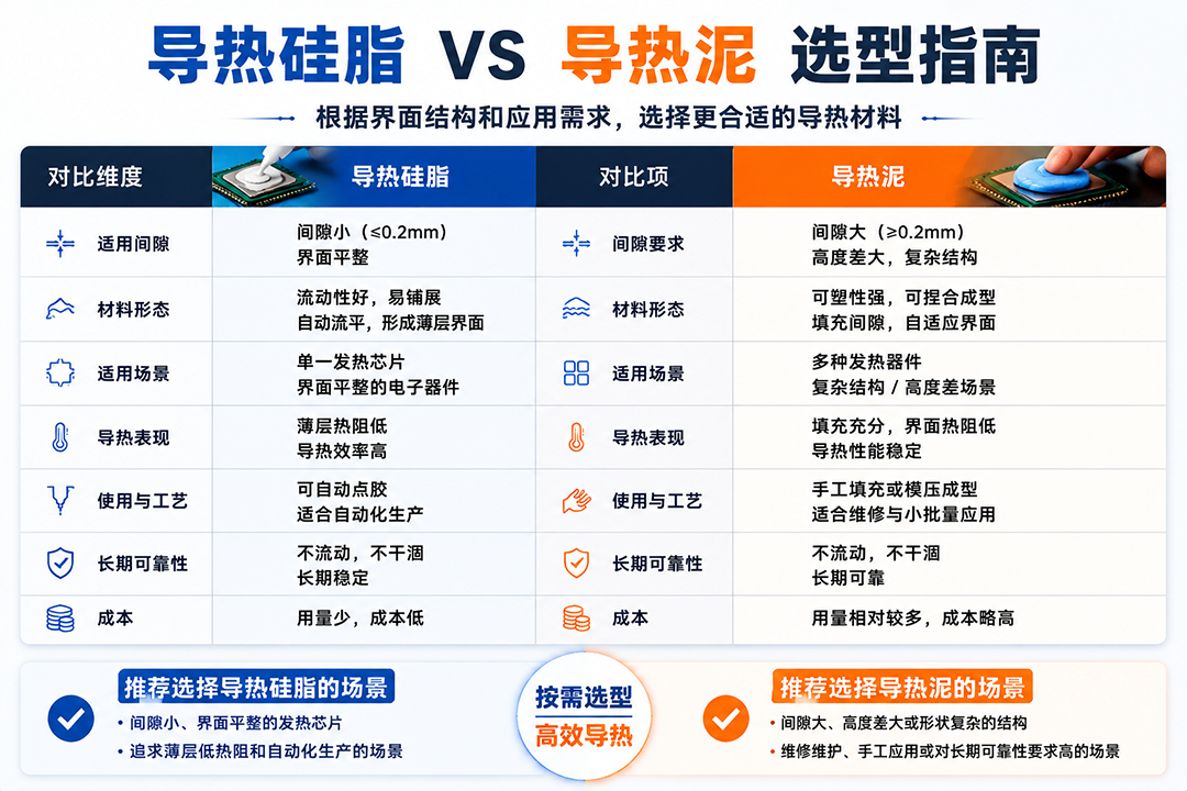 导热泥和导热硅脂选型指南 导热泥和导热硅脂选型指南