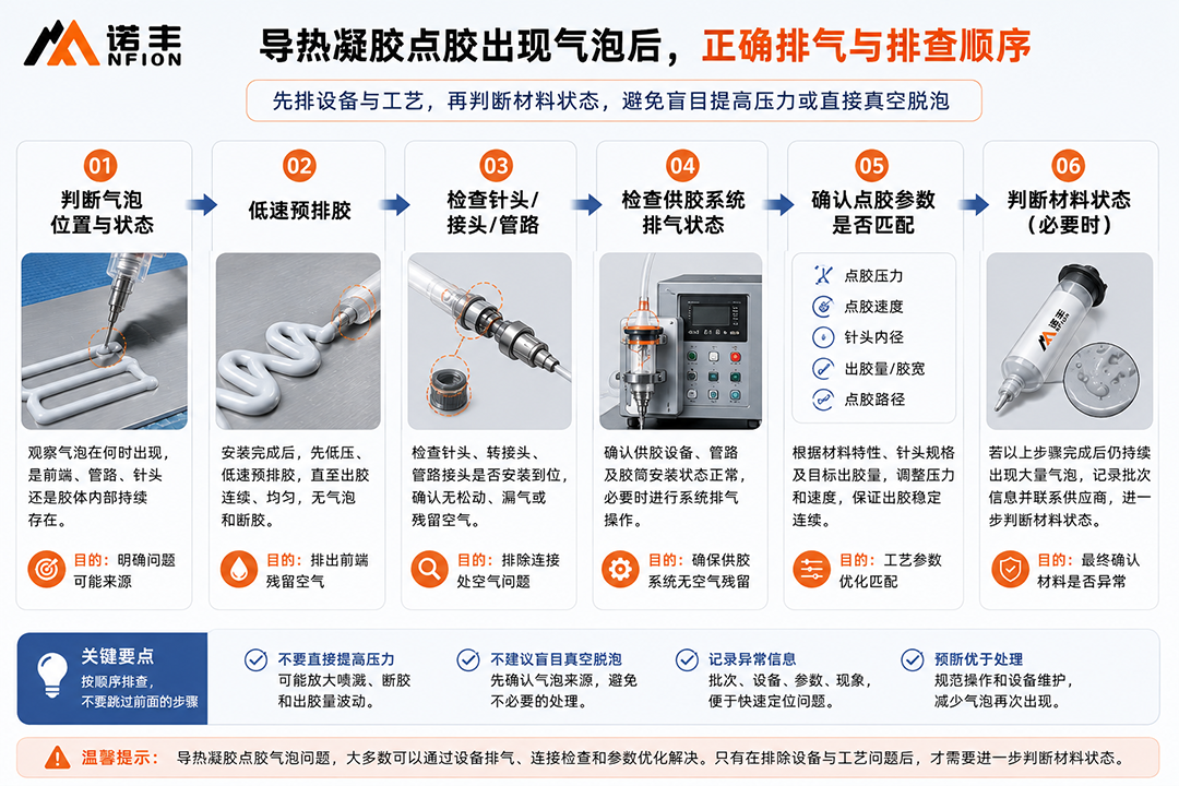 导热凝胶点胶出现气泡后,正确排气与排查顺序 导热凝胶点胶出现气泡后,正确排气与排查顺序