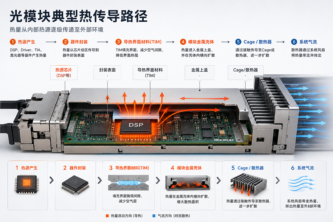 光模块典型热传导路径 光模块典型热传导路径