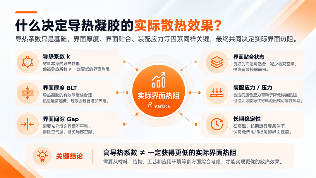 光模块导热凝胶实际界面热阻关键影响因素示意图 光模块导热凝胶实际界面热阻关键影响因素示意图