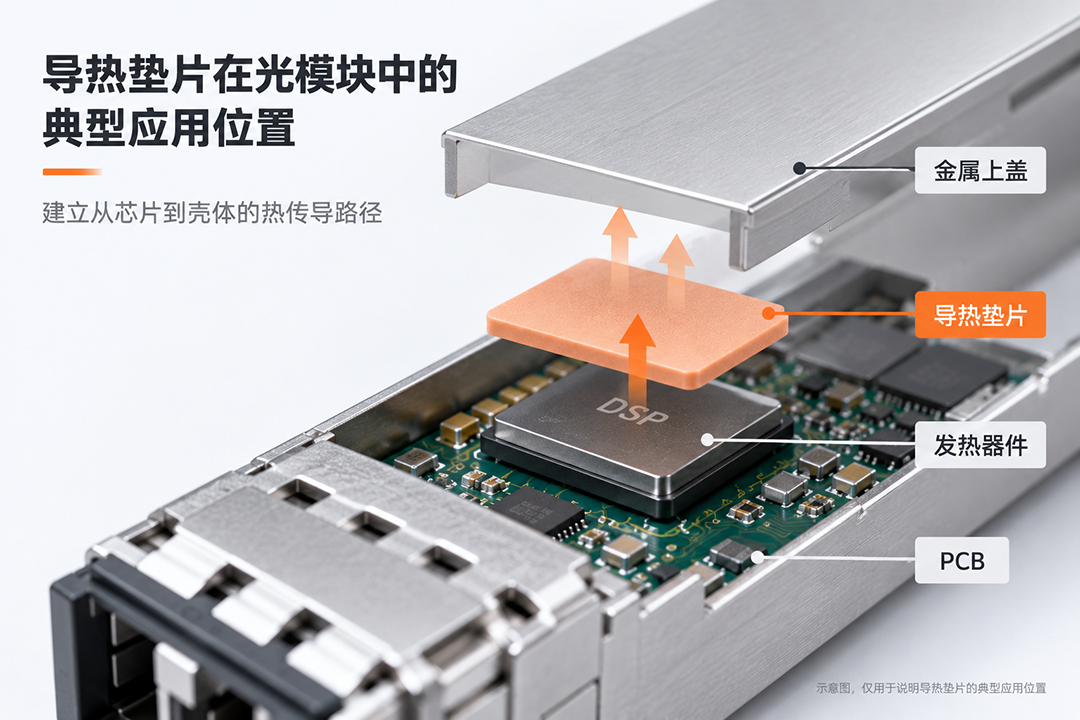 导热垫片在光模块中的典型应用位置 导热垫片在光模块中的典型应用位置