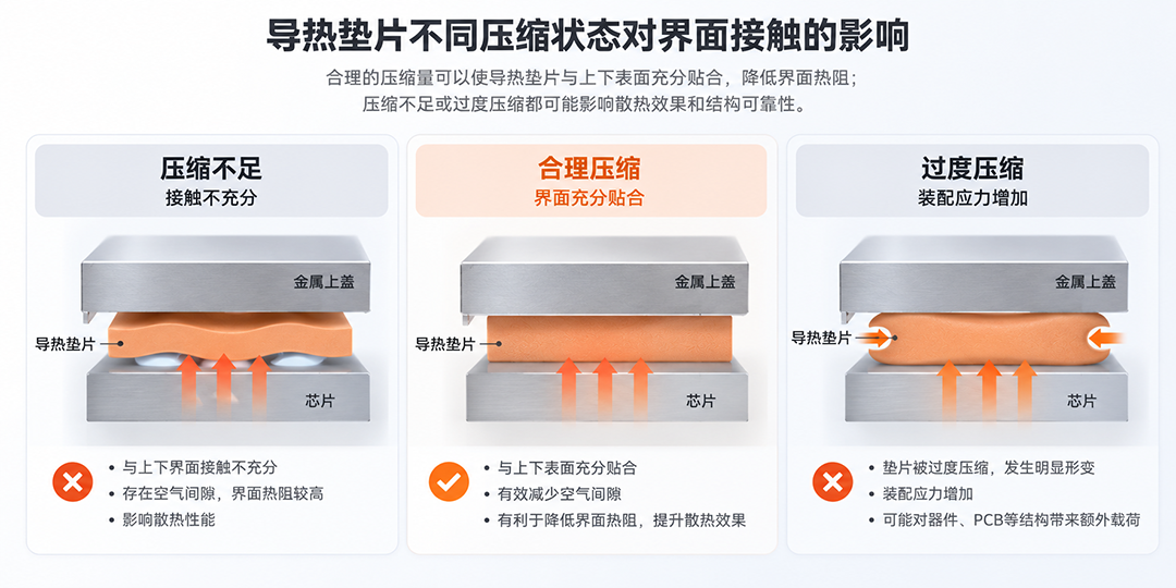 导热垫片压缩状态对界面接触的影响 导热垫片压缩状态对界面接触的影响